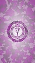 Man lifting world icon inside pink and purple camouflage texture Royalty Free Stock Photo