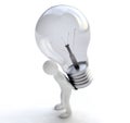 Man with Lightbulb in 3D Royalty Free Stock Photo