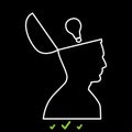 Man with lightbulb idea in open head it is white icon . Royalty Free Stock Photo