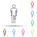 man with limb prostheses multi color style icon. Simple thin line, outline of disabled icons for ui and ux, website or