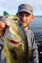 Man Fishing Holding Largemouth Bass Royalty Free Stock Photo