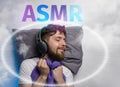Man listening to ASMR audio is sound asleep