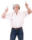 Man listening to music on headphone Royalty Free Stock Photo