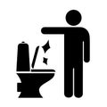 Man littering in toilet sign Royalty Free Stock Photo