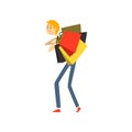 Man loaded with shopping bags cartoon vector Illustration on a white background