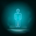 Man, location blue neon vector icon. Simple element illustration from map and navigation concept. Man, location blue neon vector