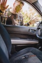 man locked car and forget keys inside Royalty Free Stock Photo