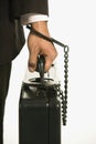 Man locked to briefcase Royalty Free Stock Photo