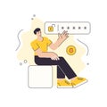 Man log in web site security access password personal data privacy internet information vector flat Royalty Free Stock Photo