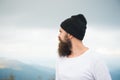 Man with long beard and mustache outdoor. Royalty Free Stock Photo