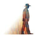 Contemporary Op Art: Silhouette Of A Man Walking Down A Colored Brick Street