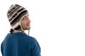 Man looking aside and wearing woolen cap Royalty Free Stock Photo