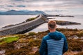 Man looking at the Atlantic road Royalty Free Stock Photo