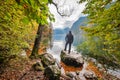 Man looking at Autumn Lake Royalty Free Stock Photo