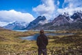 Man looking at beautiful mountains Royalty Free Stock Photo