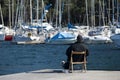 A man looking boats