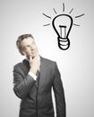 Man looking on drawing lamp Royalty Free Stock Photo