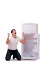 The man looking for food in empty fridge Royalty Free Stock Photo