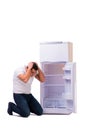 The man looking for food in empty fridge Royalty Free Stock Photo