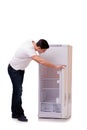 The man looking for food in empty fridge Royalty Free Stock Photo