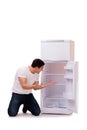 The man looking for food in empty fridge Royalty Free Stock Photo