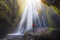 Gljufrabui Waterfall inside a cave in Iceland