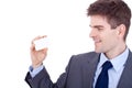 Man looking at his business card Royalty Free Stock Photo