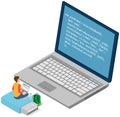 Man looking at laptop screen with program code. Programmer coding new project on laptop Royalty Free Stock Photo