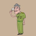 Man looking magnifier glass cartoon