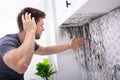 Man Looking At Mold On Wall Royalty Free Stock Photo