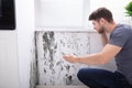 Man Looking At Mold On Wall