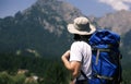 Man looking at the mountains Royalty Free Stock Photo