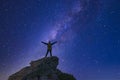 Man looking at the night sky Royalty Free Stock Photo