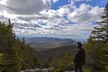 Man looking out from elevation on Mount Washinton via Ammonoosuc ravine trail Royalty Free Stock Photo