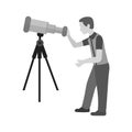 Man Looking Through Telescope