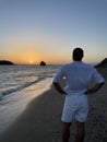 Man looking to sunset Royalty Free Stock Photo