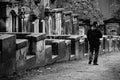 Man walking in the cemetery of Edinburgh