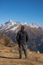 A man looking towards the Himalayas. Royalty Free Stock Photo