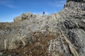 Man Looking for Trilobite Fossils During Low Tide in Green Point, Newfoundland  2 Royalty Free Stock Photo