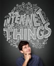 Man looking up to The concept of internet of things Royalty Free Stock Photo