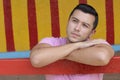 Man looking at view from a balcony Royalty Free Stock Photo