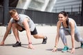 Man looking at woman ready to win