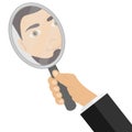 A man looks in the mirror. Reflection of the man in the mirror. Royalty Free Stock Photo