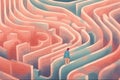 man lost in a complex labyrinth, concept of Navigation and self problems