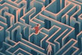 man lost in a complex labyrinth, concept of Navigation and self problems