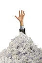 Man with lots of crumpled paper Royalty Free Stock Photo