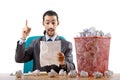 Man with lots of paper Royalty Free Stock Photo