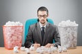 Man with lots of paper Royalty Free Stock Photo