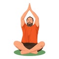 Bearded man sits in a Lotus position. Cute character for your Yoga theme design.