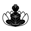 Man in lotus position in a lotus flower.